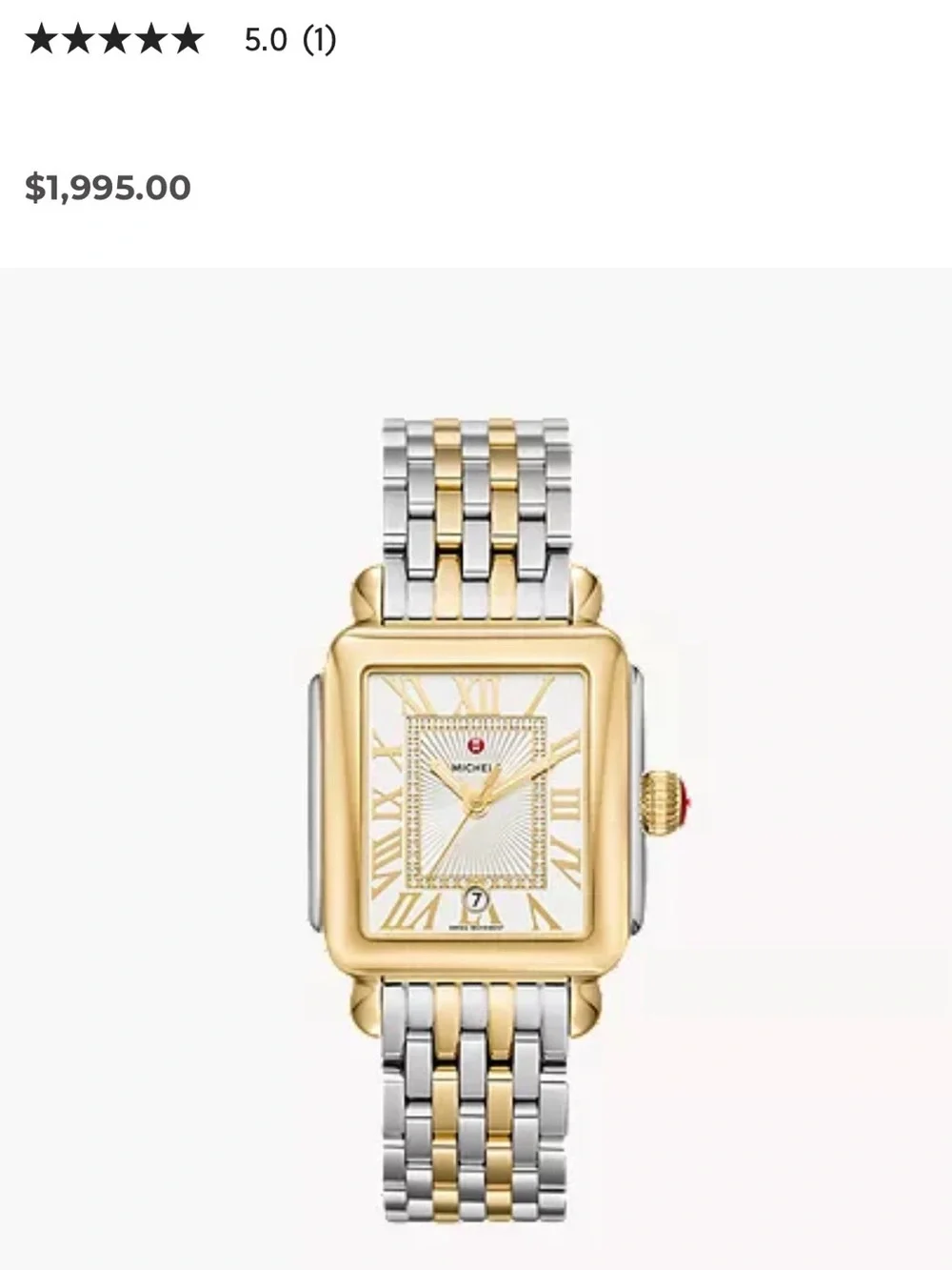Michele Deco Two-Tone  Rectangle Diamond Accent Watch - Gold & Silver